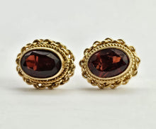 Load image into Gallery viewer, 0783: Vintage: 9ct Gold Rich Red Garnets Stud Earrings- nice weight, mature hues.
