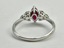 Load image into Gallery viewer, 0936: Vintage: Platinum Marquise Cut Rich Red Ruby Diamonds Trefoil Set Ring-Very Special
