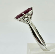 Load image into Gallery viewer, 0936: Vintage: Platinum Marquise Cut Rich Red Ruby Diamonds Trefoil Set Ring-Very Special
