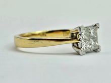 Load image into Gallery viewer, 0937: Vintage: 18ct Gold Princess cut Diamonds (0.6ct)&nbsp; Geometric Set Ring
