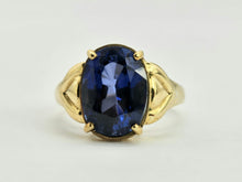 Load image into Gallery viewer, 0765: Vintage; 9ct Gold French Blue Sapphire Cocktail Ring- remarkable
