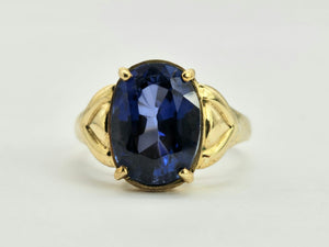 0765: Vintage; 9ct Gold French Blue Sapphire Cocktail Ring- remarkable