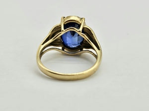 0765: Vintage; 9ct Gold French Blue Sapphire Cocktail Ring- remarkable