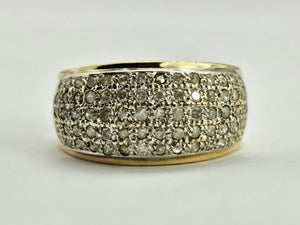 0768 : Vintage: 9ct Gold 70 Round Cut Diamonds Dress Ring- 1ct of sparkling diamonds