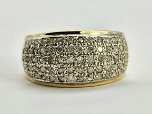 0768 : Vintage: 9ct Gold 70 Round Cut Diamonds Dress Ring- 1ct of sparkling diamonds