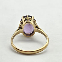 Load image into Gallery viewer, 0829: Vintage: 9ct Gold Lilac Amethyst Cocktail Ring -Date-Mark 1979- 46 Years old
