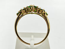 Load image into Gallery viewer, 0830: Vintage: 9ct Gold 15 Diopsides Geometric Cluster Ring- gorgeous green
