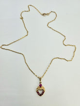 Load image into Gallery viewer, 0855: Vintage: 9ct Gold Necklace &amp;  Rubies Pendant- an elegant, demure, eye catcher
