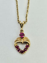 Load image into Gallery viewer, 0855: Vintage: 9ct Gold Necklace &amp;  Rubies Pendant- an elegant, demure, eye catcher
