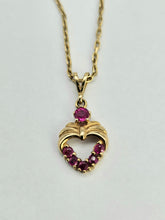 Load image into Gallery viewer, 0855: Vintage: 9ct Gold Necklace &amp;  Rubies Pendant- an elegant, demure, eye catcher
