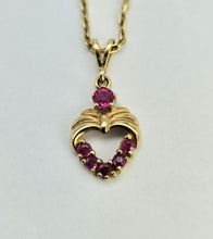 Load image into Gallery viewer, 0855: Vintage: 9ct Gold Necklace &amp;  Rubies Pendant- an elegant, demure, eye catcher
