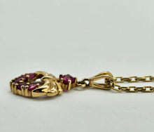 Load image into Gallery viewer, 0855: Vintage: 9ct Gold Necklace &amp;  Rubies Pendant- an elegant, demure, eye catcher
