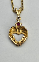 Load image into Gallery viewer, 0855: Vintage: 9ct Gold Necklace &amp;  Rubies Pendant- an elegant, demure, eye catcher
