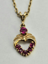 Load image into Gallery viewer, 0855: Vintage: 9ct Gold Necklace &amp;  Rubies Pendant- an elegant, demure, eye catcher
