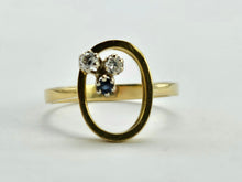 Load image into Gallery viewer, 0568: Vintage/Antique 18ct Gold Sapphire Diamonds Abstract Ring
