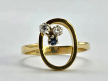 Load image into Gallery viewer, 0568: Vintage/Antique 18ct Gold Sapphire Diamonds Abstract Ring
