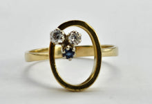 Load image into Gallery viewer, 0568: Vintage/Antique 18ct Gold Sapphire Diamonds Abstract Ring
