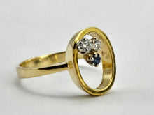 Load image into Gallery viewer, 0568: Vintage/Antique 18ct Gold Sapphire Diamonds Abstract Ring
