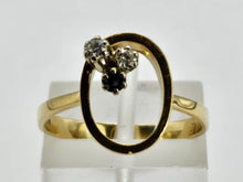 Load image into Gallery viewer, 0568: Vintage/Antique 18ct Gold Sapphire Diamonds Abstract Ring
