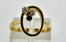 Load image into Gallery viewer, 0568: Vintage/Antique 18ct Gold Sapphire Diamonds Abstract Ring
