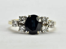 Load image into Gallery viewer, 0684: Vintage:18ct Blue Sapphire Diamonds Trefoil Ring
