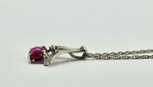 Load image into Gallery viewer, 0688: Vintage: 14ct White Gold necklace (46cm) Star Ruby Diamond Pendant- splendid
