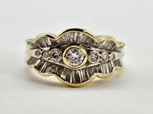 0808: Vintage: 18ct Gold Art Deco Style ( 1ct) Diamonds Ring- sparkling symmetry