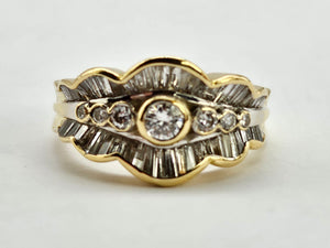 0808: Vintage: 18ct Gold Art Deco Style ( 1ct) Diamonds Ring- sparkling symmetry