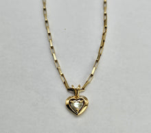 Load image into Gallery viewer, 0819: Vintage; 9ct Gold Necklace (38cm) Heart-Cut Diamond Pendant - petite and sparkling
