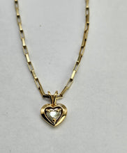 Load image into Gallery viewer, 0819: Vintage; 9ct Gold Necklace (38cm) Heart-Cut Diamond Pendant - petite and sparkling
