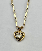 Load image into Gallery viewer, 0819: Vintage; 9ct Gold Necklace (38cm) Heart-Cut Diamond Pendant - petite and sparkling
