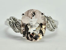 Load image into Gallery viewer, 0887:Vintage: 9ct White Gold Pink Morganite 14 Diamonds Cocktail Ring- eye candy
