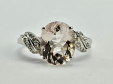 Load image into Gallery viewer, 0887:Vintage: 9ct White Gold Pink Morganite 14 Diamonds Cocktail Ring- eye candy
