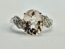 Load image into Gallery viewer, 0887:Vintage: 9ct White Gold Pink Morganite 14 Diamonds Cocktail Ring- eye candy
