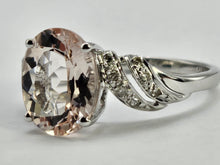 Load image into Gallery viewer, 0887:Vintage: 9ct White Gold Pink Morganite 14 Diamonds Cocktail Ring- eye candy
