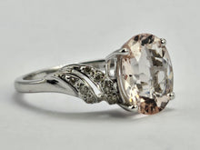 Load image into Gallery viewer, 0887:Vintage: 9ct White Gold Pink Morganite 14 Diamonds Cocktail Ring- eye candy
