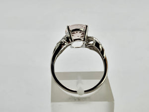 0887:Vintage: 9ct White Gold Pink Morganite 14 Diamonds Cocktail Ring- eye candy