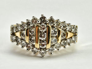 0913: Vintage: 14ct Gold 31 Round Full-Cut Diamonds (1ct) Ring- sparkling beauty