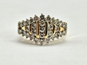 0913: Vintage: 14ct Gold 31 Round Full-Cut Diamonds (1ct) Ring- sparkling beauty