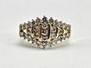 0913: Vintage: 14ct Gold 31 Round Full-Cut Diamonds (1ct) Ring- sparkling beauty