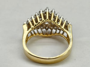 0913: Vintage: 14ct Gold 31 Round Full-Cut Diamonds (1ct) Ring- sparkling beauty