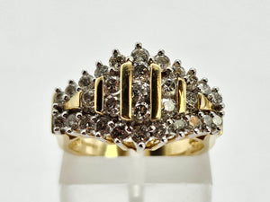 0913: Vintage: 14ct Gold 31 Round Full-Cut Diamonds (1ct) Ring- sparkling beauty