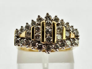 0913: Vintage: 14ct Gold 31 Round Full-Cut Diamonds (1ct) Ring- sparkling beauty