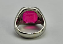 Load image into Gallery viewer, 9048: Vintage &amp; Old: Substantial Platinum Ruby (5ct) Diamonds Signet Ring- a proper statement piece
