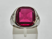 Load image into Gallery viewer, 9048: Vintage &amp; Old: Substantial Platinum Ruby (5ct) Diamonds Signet Ring- a proper statement piece
