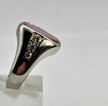 Load image into Gallery viewer, 9048: Vintage &amp; Old: Substantial Platinum Ruby (5ct) Diamonds Signet Ring- a proper statement piece
