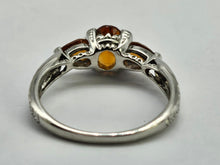 Load image into Gallery viewer, 0252: Vintage: 9ct Gold Fiery Orange Citrines Trilogy Ring- crisp, clean eye candy
