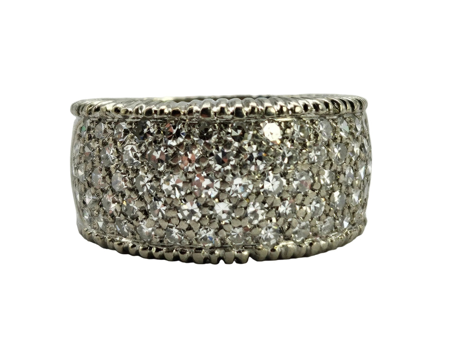 6499 Vintage: 18ct White Gold 88 Diamond (1.77ct) Pavé Half Hoop Band Ring — From 1978