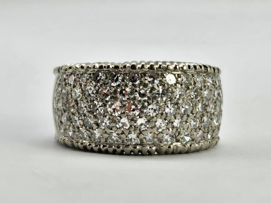 6499 Vintage: 18ct White Gold 88 Diamond (1.77ct) Pavé Half Hoop Band Ring — From 1978
