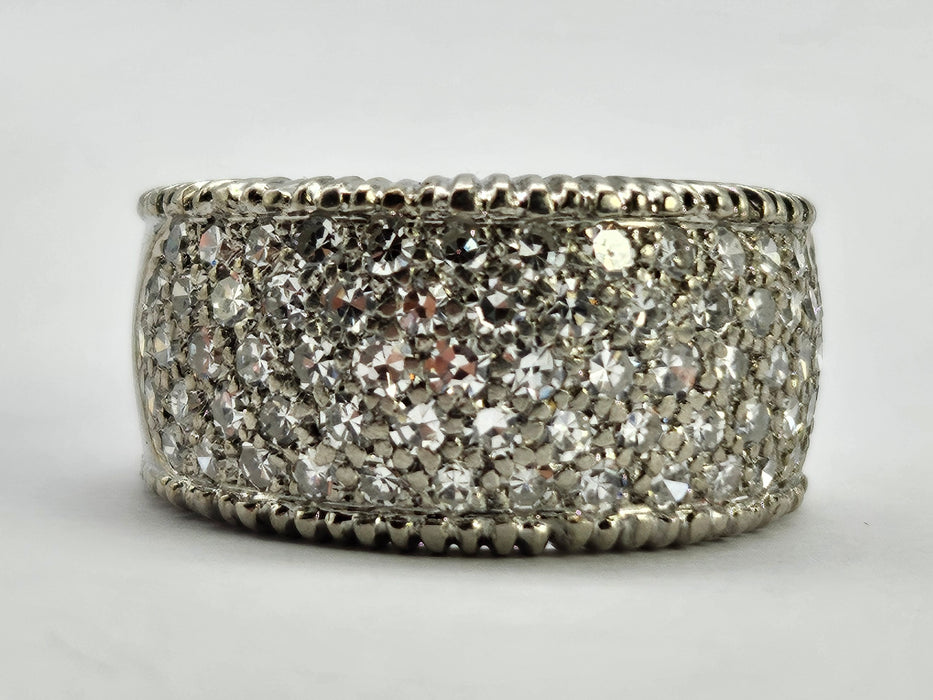6499 Vintage: 18ct White Gold 88 Diamond (1.77ct) Pavé Half Hoop Band Ring — From 1978
